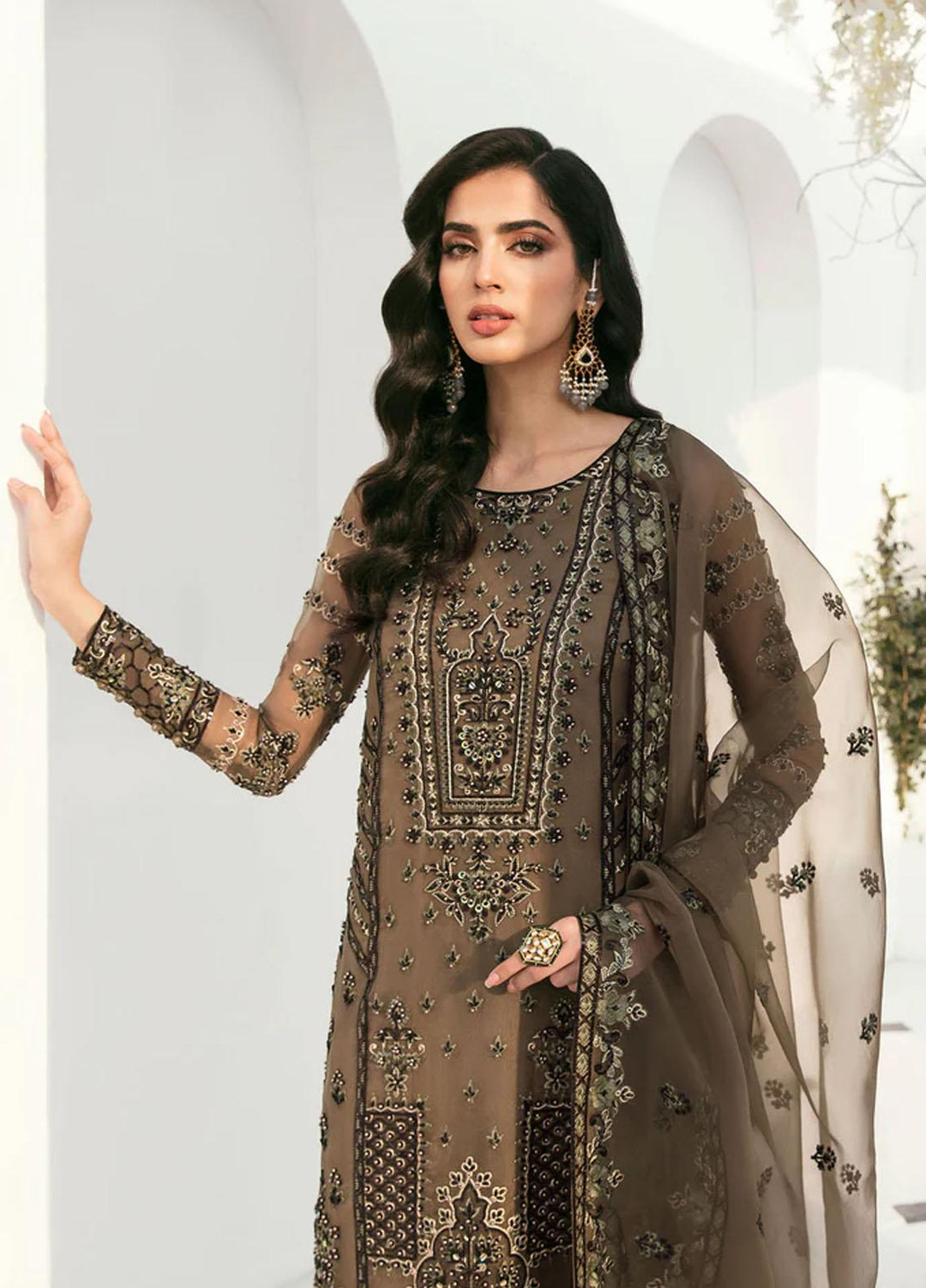 Sylvia By Akbar Aslam Embroidered Organza Suits Unstitched 4 Piece AA23S 1460 Nurre - Wedding Collection