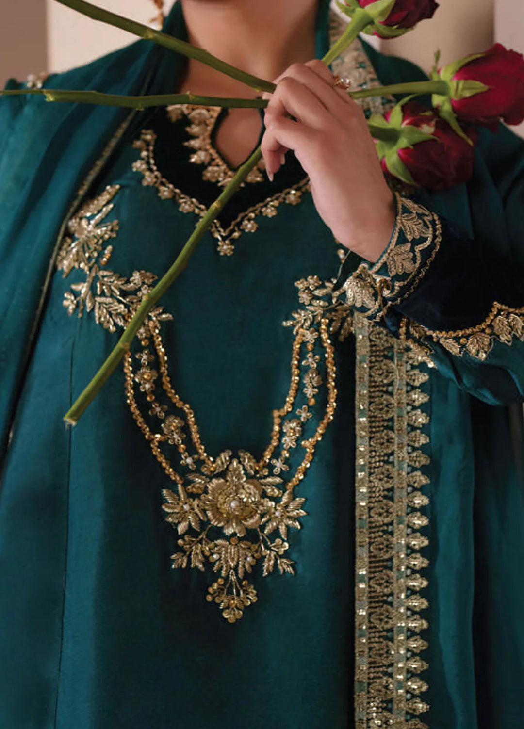 Symphony by AJR Pret Embroidered 3 Piece Suit Jade