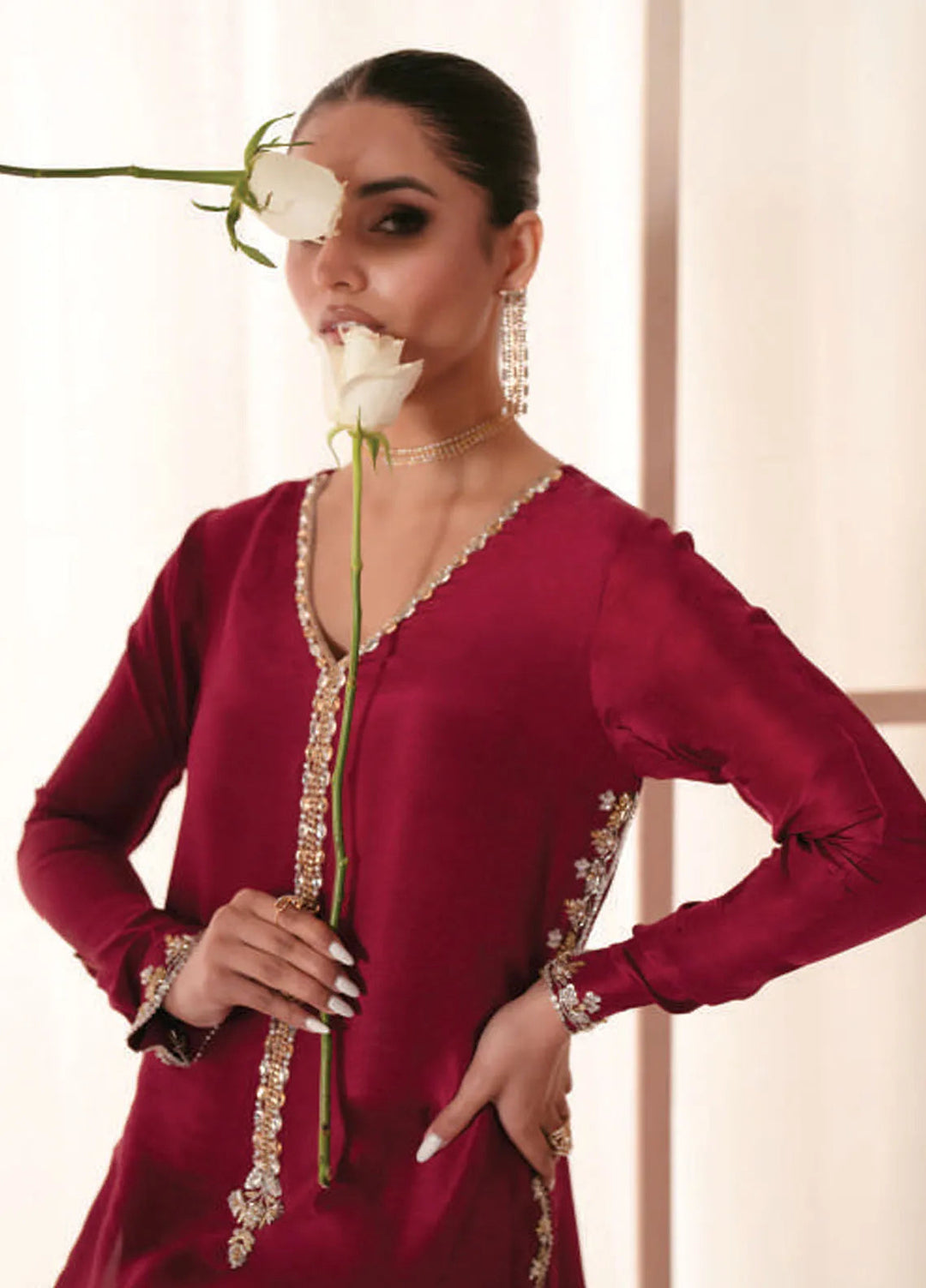 Symphony by AJR Pret Embroidered 3 Piece Suit Rebel Rose