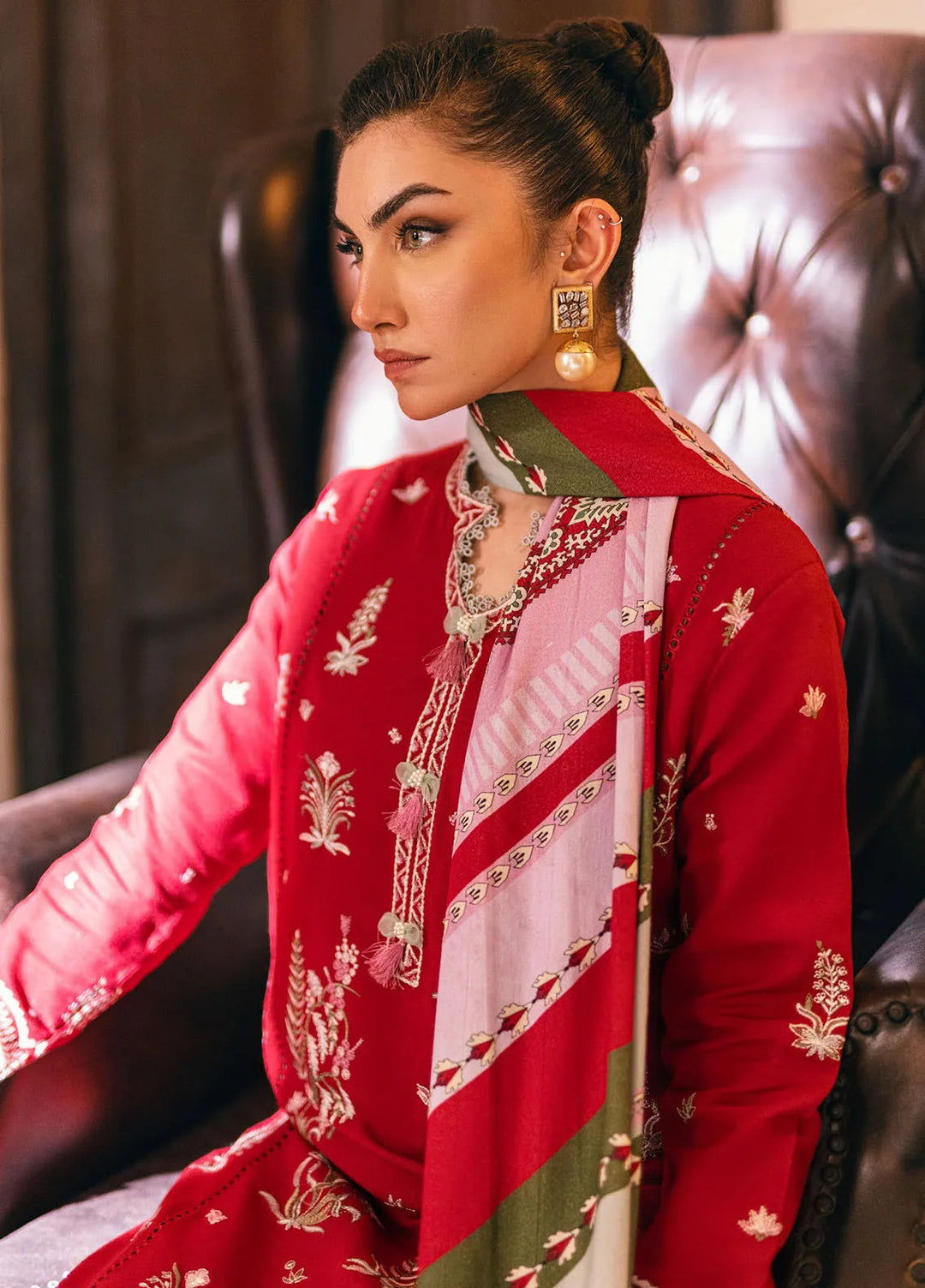 Symphony by Mushq Embroidered Karandi Suits Unstitched 3 Piece MQ24SP MW-KRN-02 Velvet Rose - Winter Collection