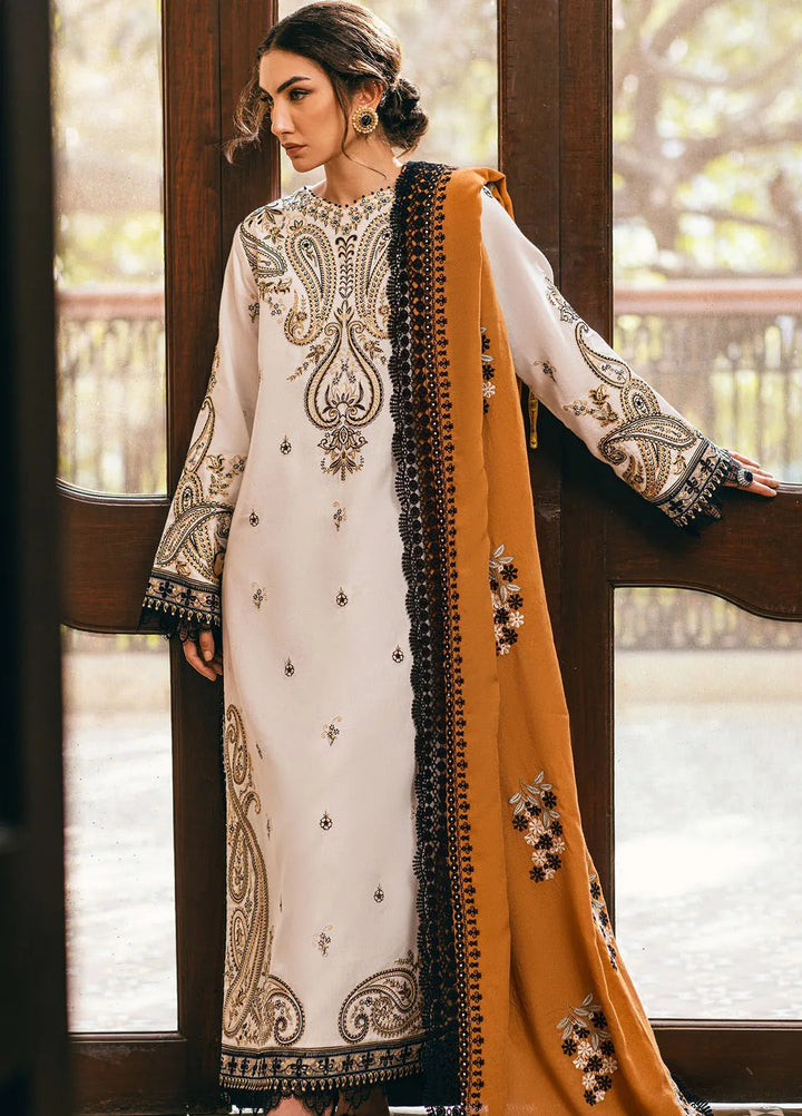 Symphony by Mushq Embroidered Karandi Suits Unstitched 3 Piece MQ24SP MW-KRN-04 Ivory Whisper - Winter Collection