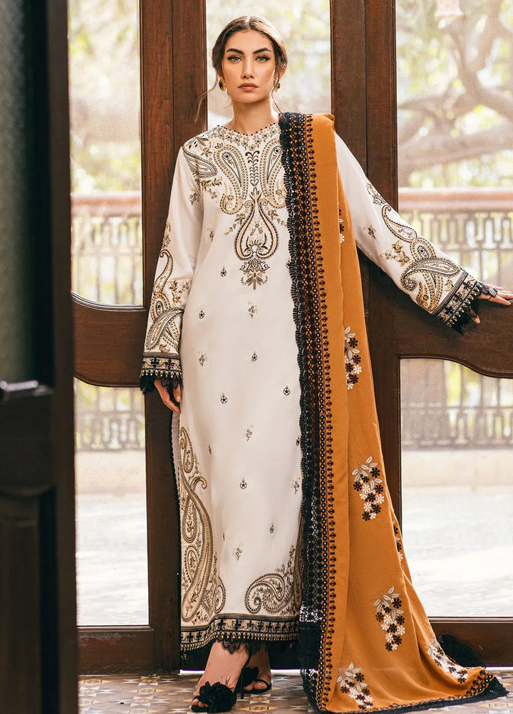 Symphony by Mushq Embroidered Karandi Suits Unstitched 3 Piece MQ24SP MW-KRN-04 Ivory Whisper - Winter Collection