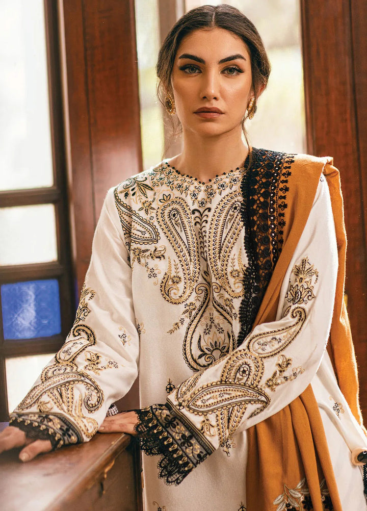 Symphony by Mushq Embroidered Karandi Suits Unstitched 3 Piece MQ24SP MW-KRN-04 Ivory Whisper - Winter Collection