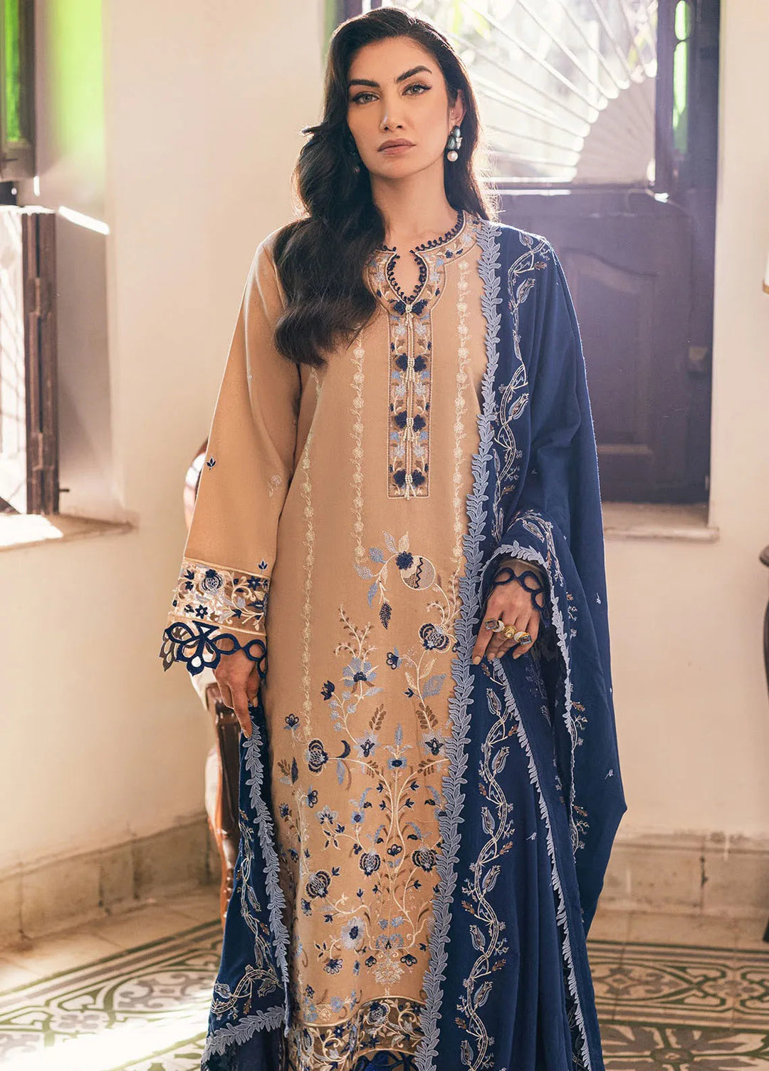 Symphony by Mushq Embroidered Karandi Suits Unstitched 3 Piece MQ24SP MW-KRN-08 Saffron Kiss - Winter Collection