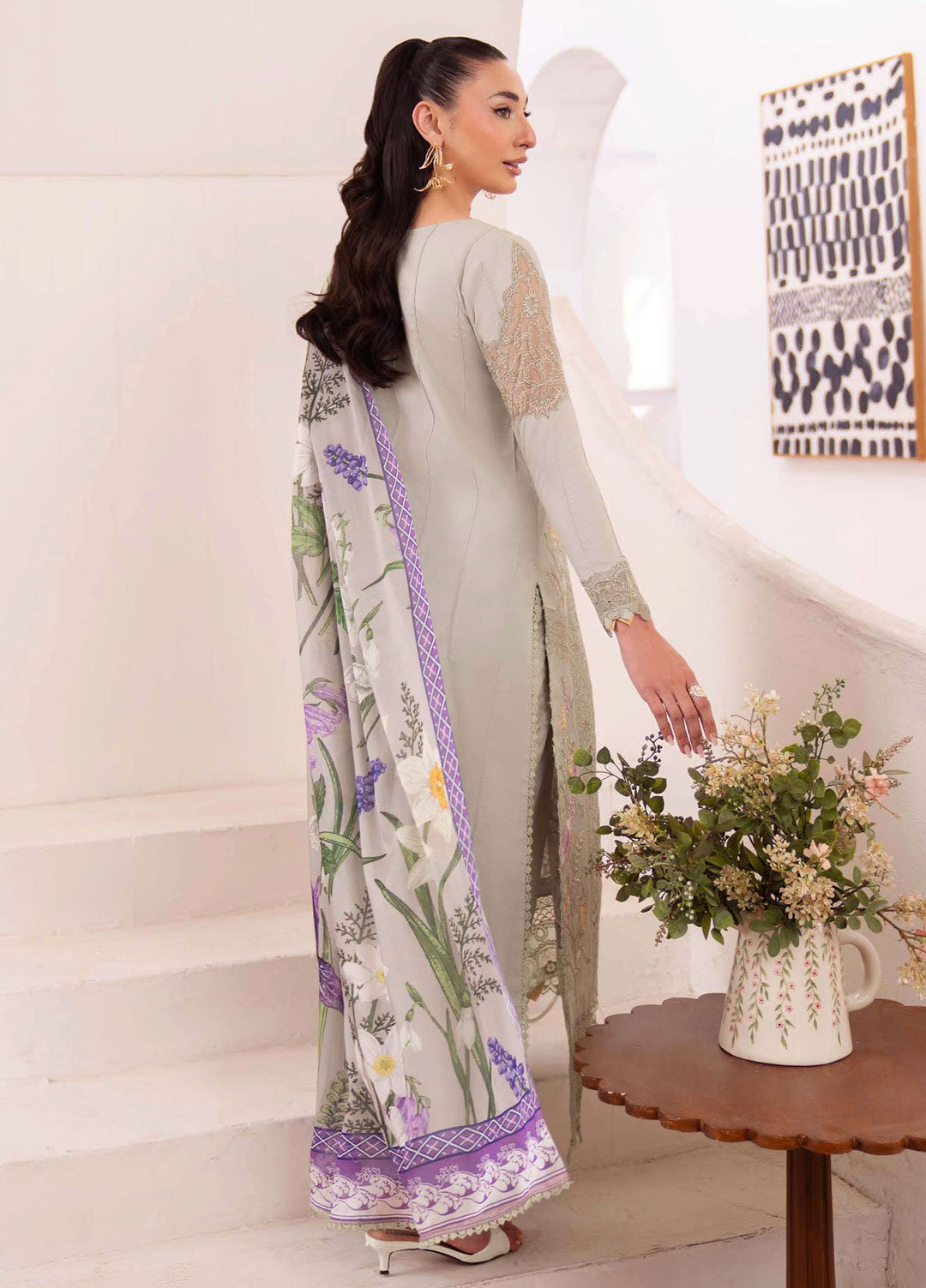 Symphony by Neeshay Embroidered Lawn Suits Unstitched 3 Piece NSH25SLL Olive - Summer Collection