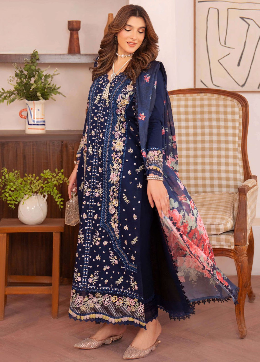 Symphony by Neeshay Embroidered Lawn Suits Unstitched 3 Piece NSH25SLL Vesper - Summer Collection