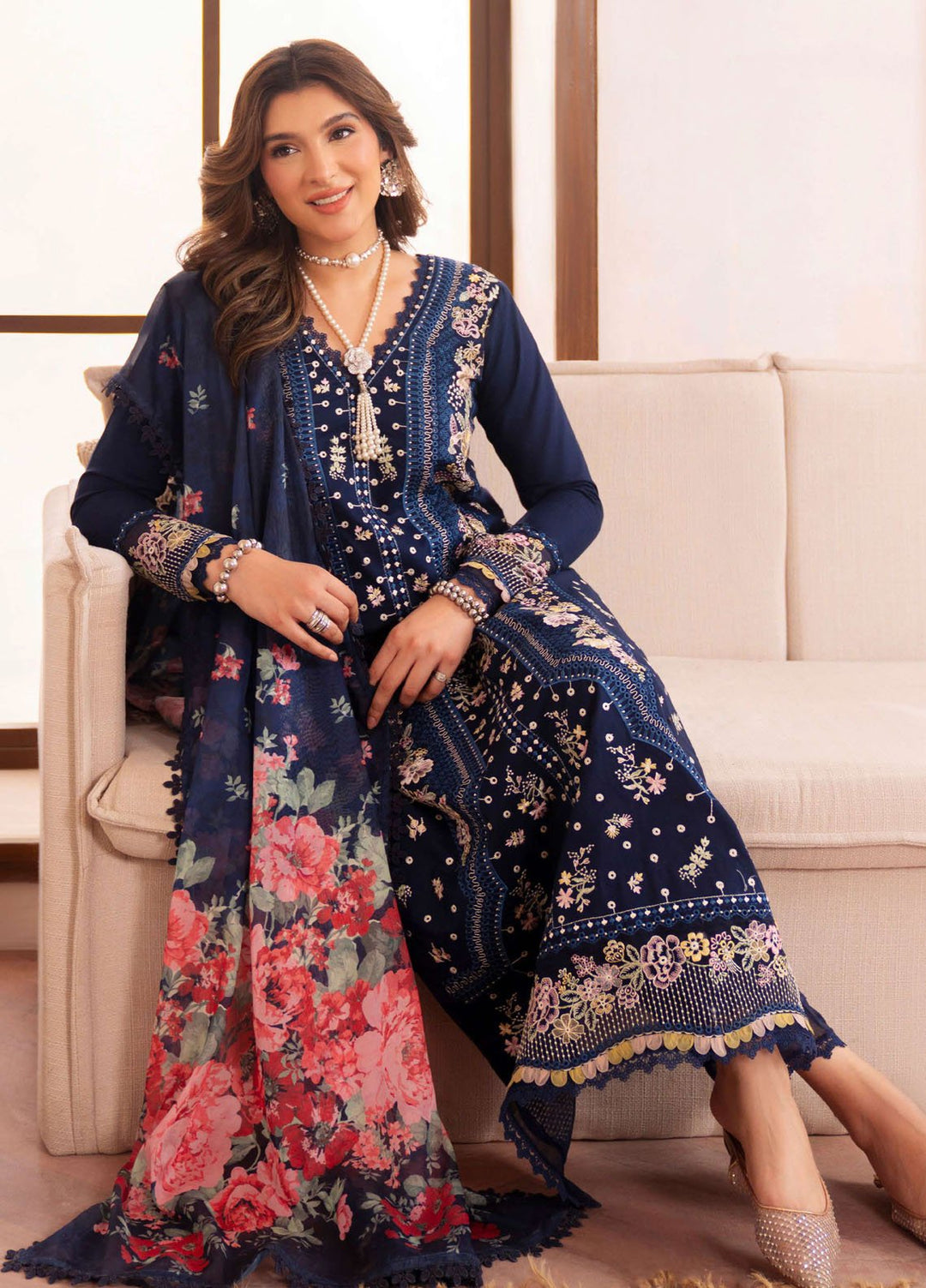 Symphony by Neeshay Embroidered Lawn Suits Unstitched 3 Piece NSH25SLL Vesper - Summer Collection