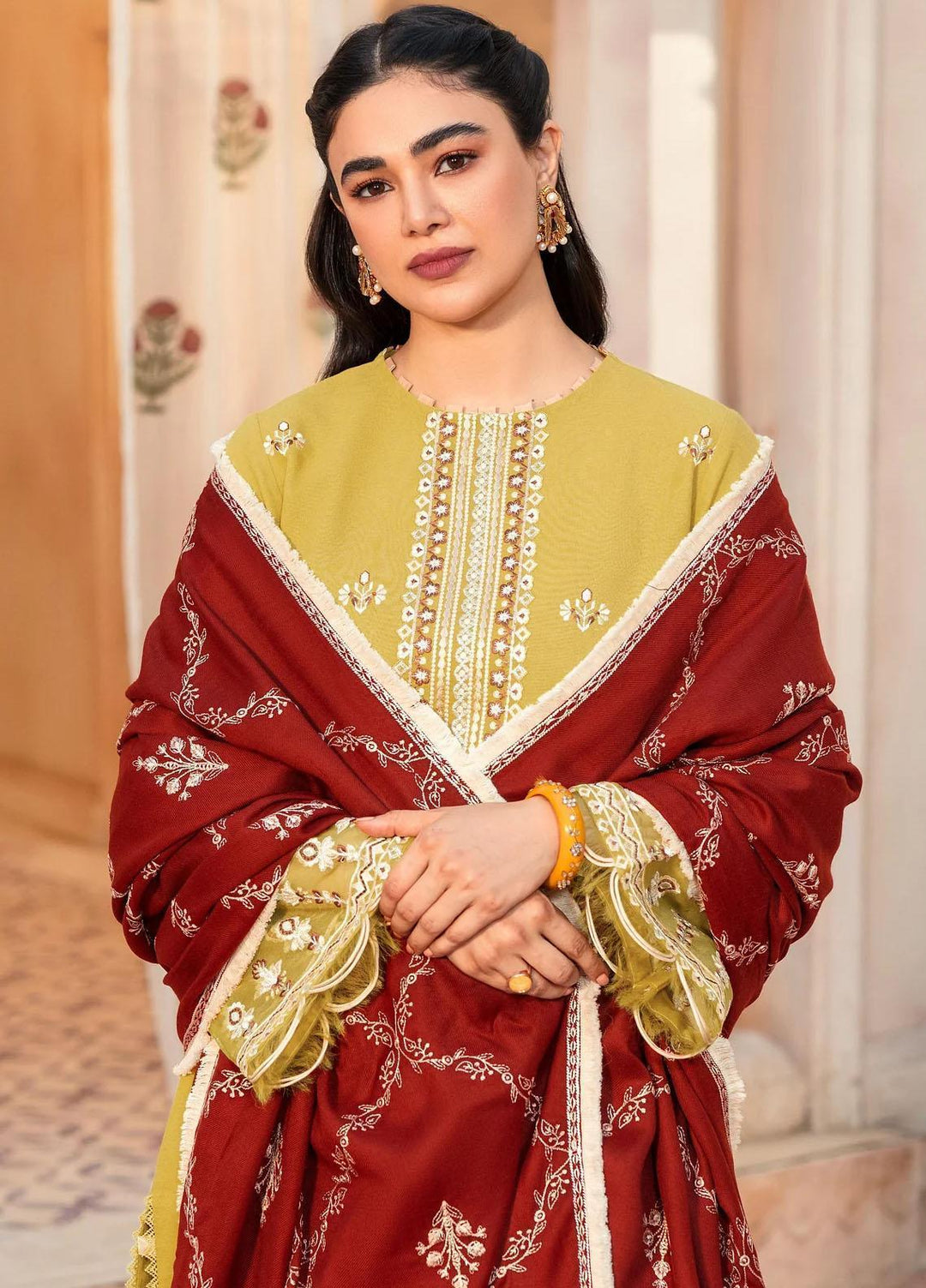 Taabeer By Seran Embroidered Khaddar Suits Unstitched 3 Piece SRN23T Falak - Luxury Collection
