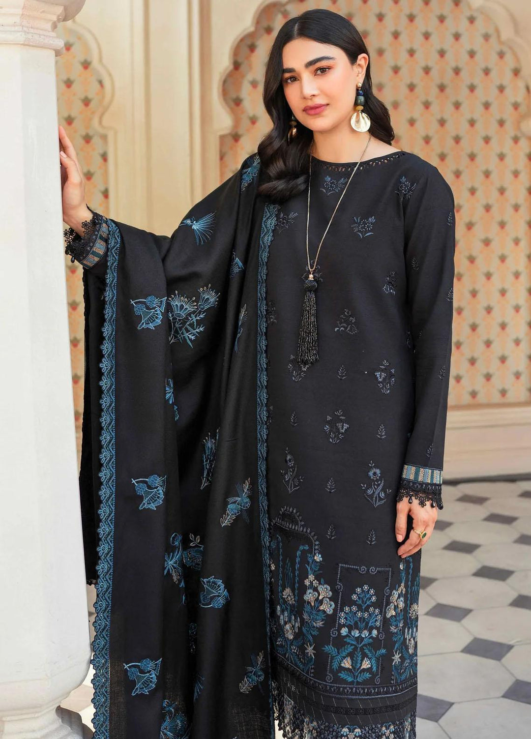 Taabeer By Seran Embroidered Khaddar Suits Unstitched 3 Piece SRN23T Ulfat - Luxury Collection