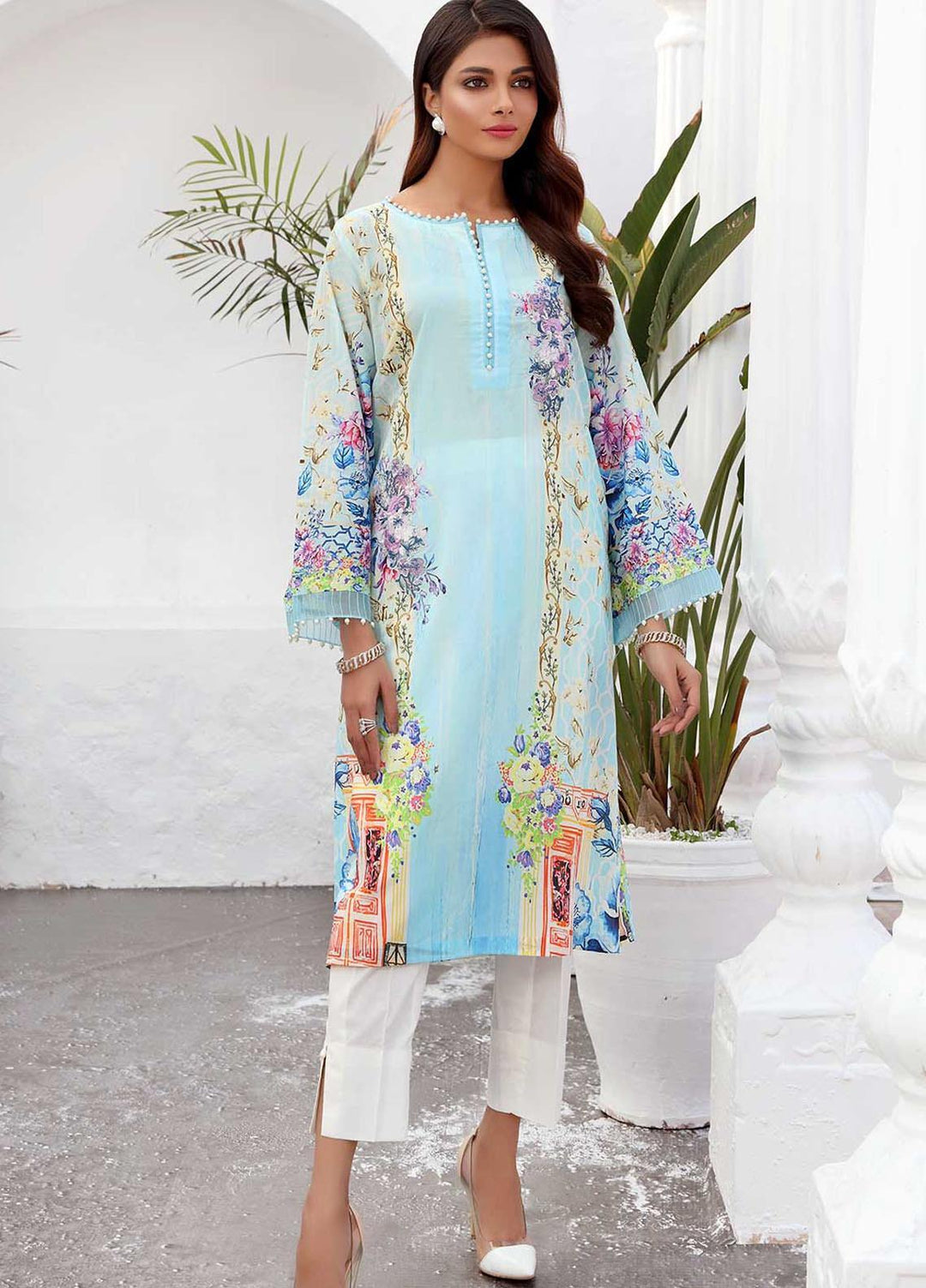 Taabir By Afsaneh Embroidered Lawn  Unstitched Kurties AFH21T-2 01 Mishri-A - Summer Collection