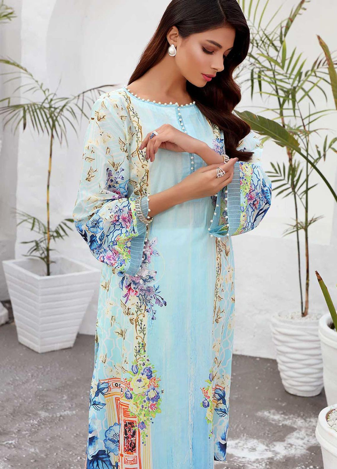 Taabir By Afsaneh Embroidered Lawn  Unstitched Kurties AFH21T-2 01 Mishri-A - Summer Collection