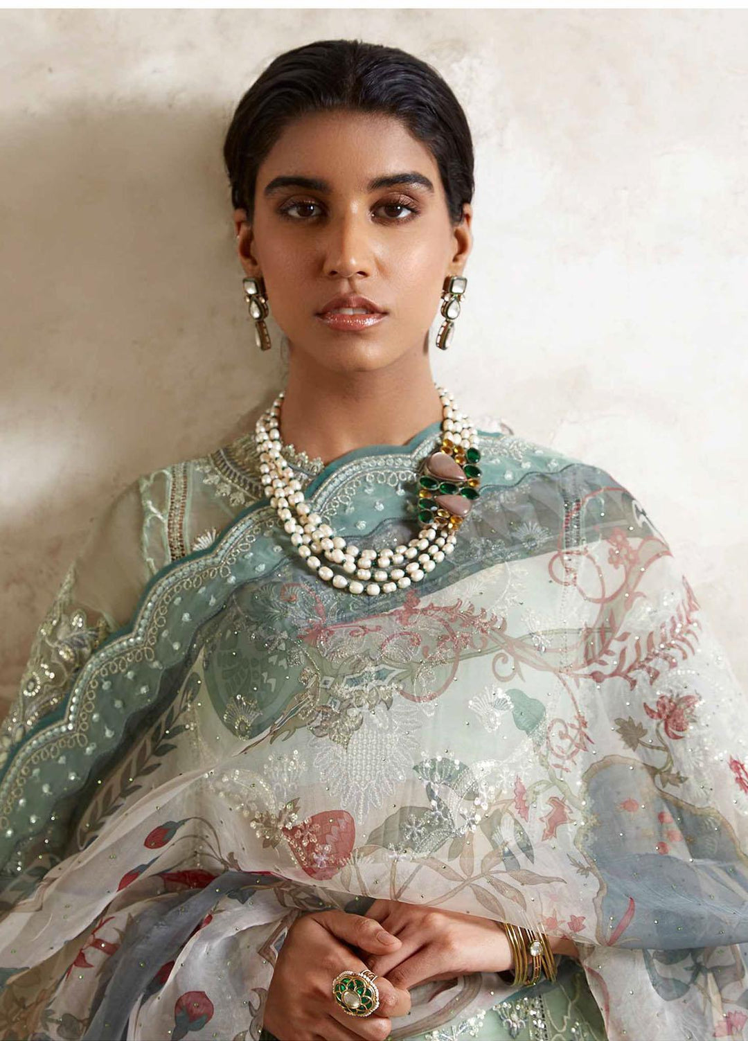 Taaruf By Seran Embroidered Chiffon Suits Unstitched 4 Piece SRN23TF D-01 Gulbano - Luxury Formal Collection