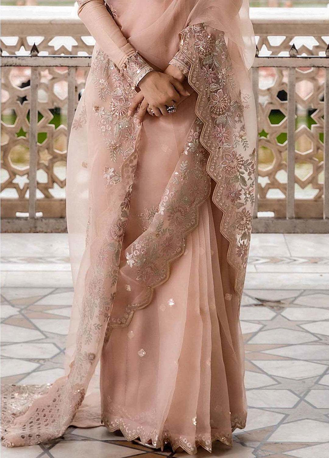 Taaruf By Seran Embroidered Raw Silk  Unstitched Saree SRN23TF D-02 Roohi - Luxury Formal Collection