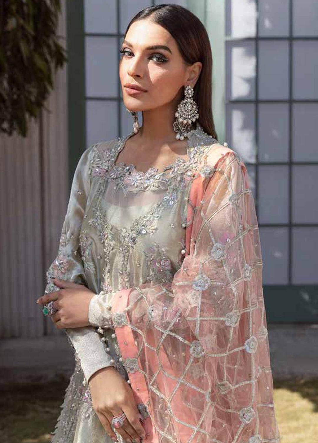 Tabassum Mughal Embroidered Organza Suits Unstitched 3 Piece TM23WD 01 Lustrous Soul - Wedding Collection