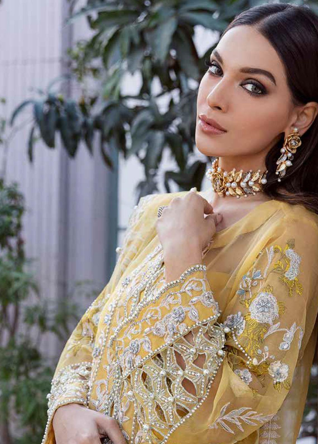 Tabassum Mughal Embroidered Organza Suits Unstitched 3 Piece TM23WD 04 Morning Light - Wedding Collection