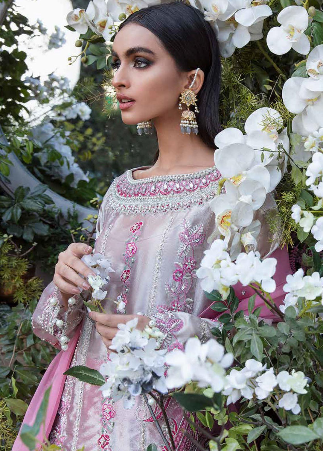 Tabassum Mughal Embroidered Organza Suits Unstitched 3 Piece TM23WD 05 Blushy Rose - Wedding Collection