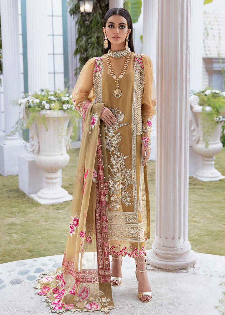 Tabassum Mughal Embroidered Organza Suits Unstitched 3 Piece TM23WD 06 Bronze Mist - Wedding Collection