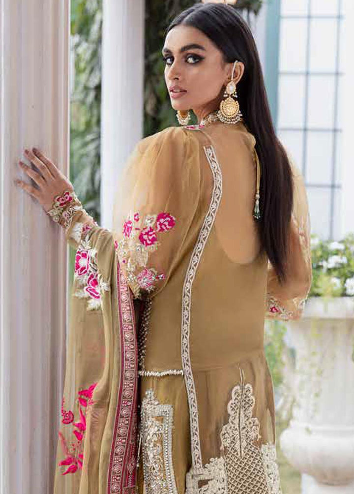 Tabassum Mughal Embroidered Organza Suits Unstitched 3 Piece TM23WD 06 Bronze Mist - Wedding Collection