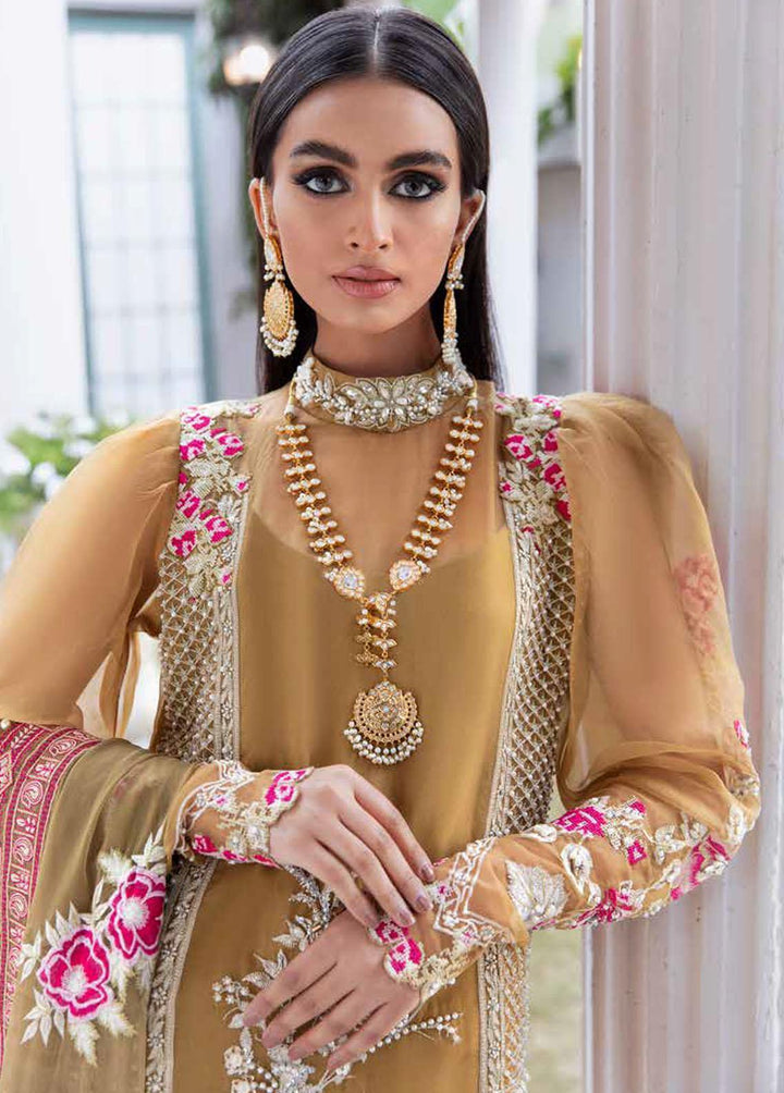 Tabassum Mughal Embroidered Organza Suits Unstitched 3 Piece TM23WD 06 Bronze Mist - Wedding Collection
