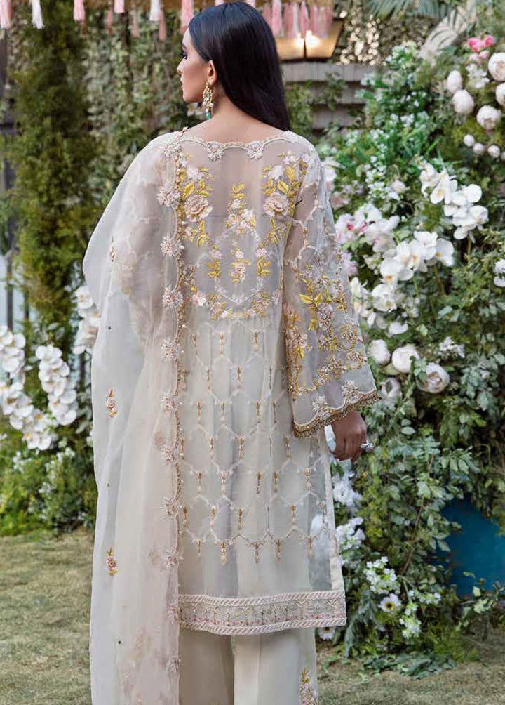 Tabassum Mughal Embroidered Organza Suits Unstitched 3 Piece TM23WD 07 Dream Beige - Wedding Collection