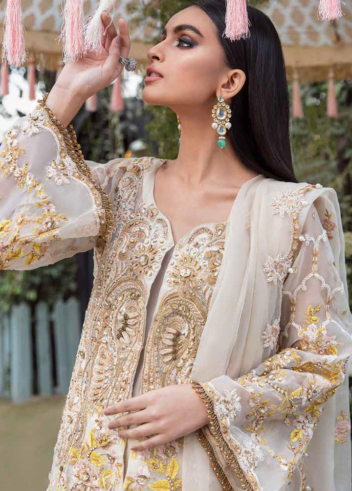 Tabassum Mughal Embroidered Organza Suits Unstitched 3 Piece TM23WD 07 Dream Beige - Wedding Collection