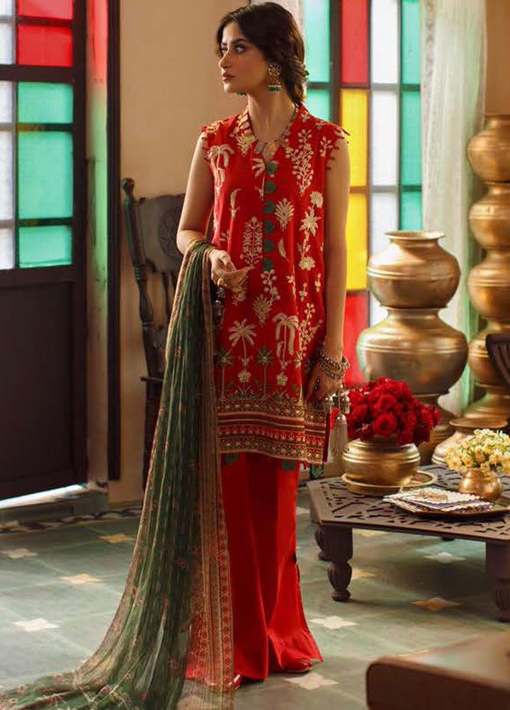 Tabeer by Cross Stitch Embroidered Lawn Suits Unstitched 3 Piece CS21T 03-BLOOMING UMBER - Summer Collection