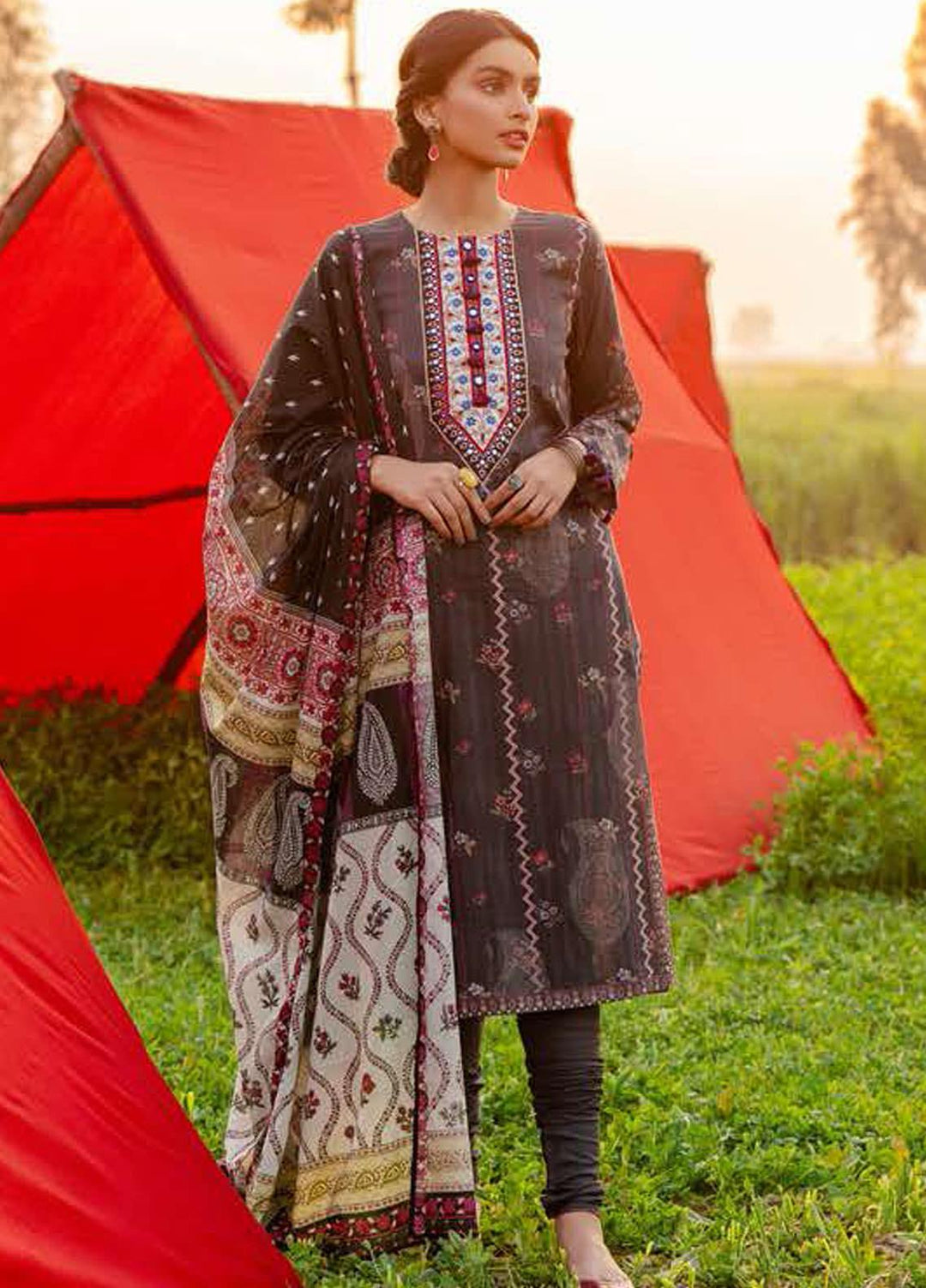 Tabeer by Cross Stitch Embroidered Lawn Suits Unstitched 3 Piece CS21T 14-BLAS RELIEF - Summer Collection