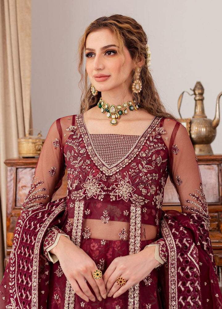 Tabeer By Farasha Embroidered Net Suits Unstitched 4 Piece FSH23TB D-01 Valentina - Wedding Collection