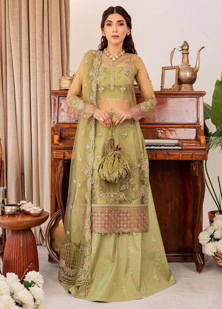 Tabeer By Farasha Embroidered Net Suits Unstitched 4 Piece FSH23TB D-02 Alaya - Wedding Collection