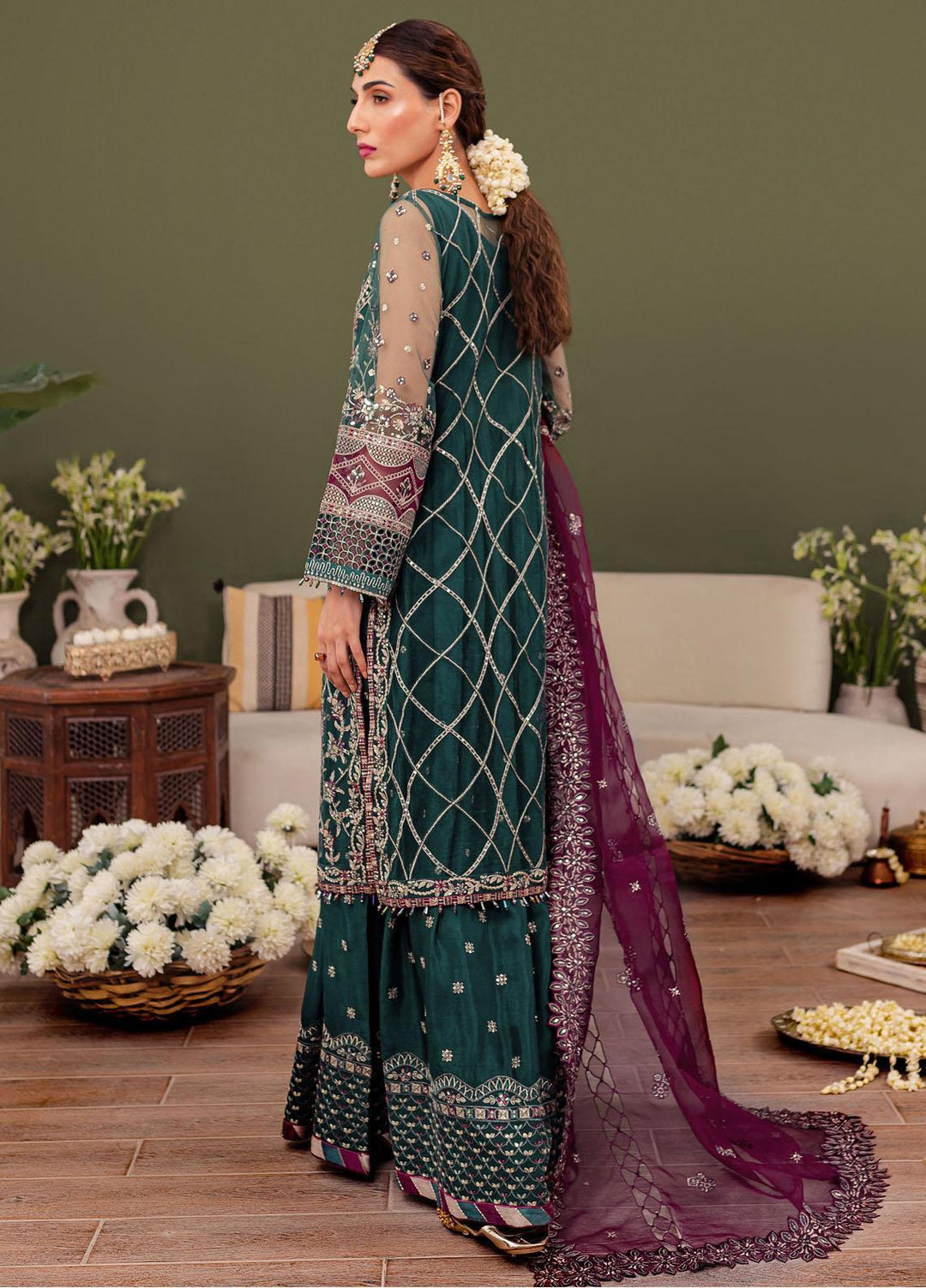 Tabeer By Farasha Embroidered Net Suits Unstitched 4 Piece FSH23TB D-04 Gia - Wedding Collection