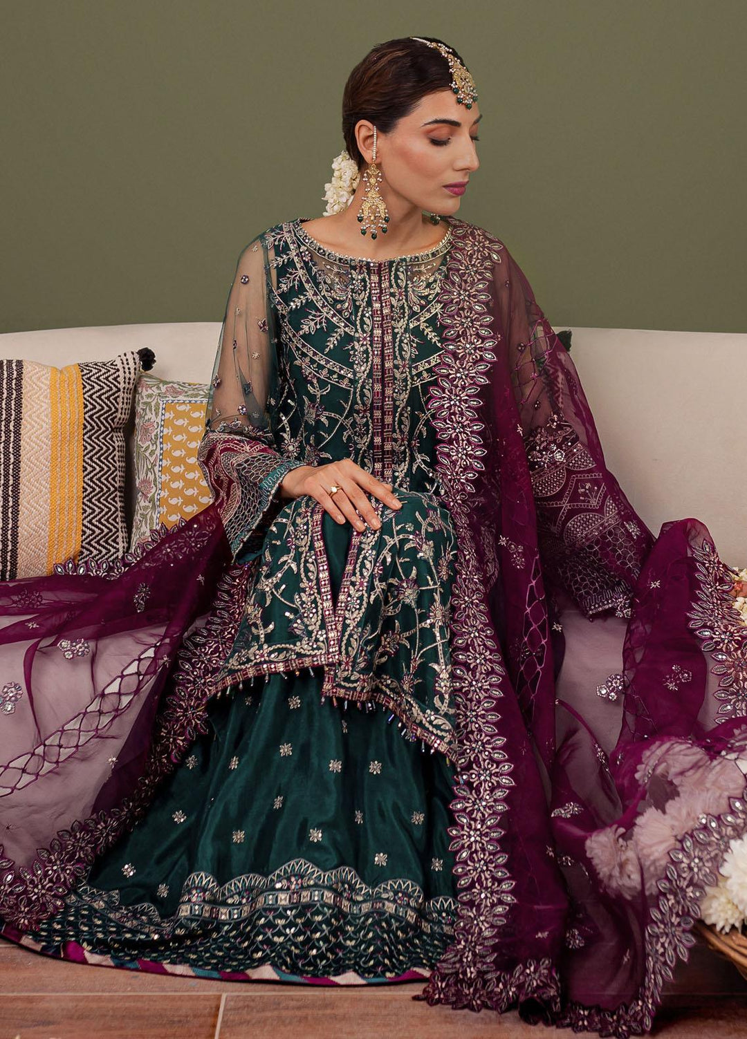 Tabeer By Farasha Embroidered Net Suits Unstitched 4 Piece FSH23TB D-04 Gia - Wedding Collection