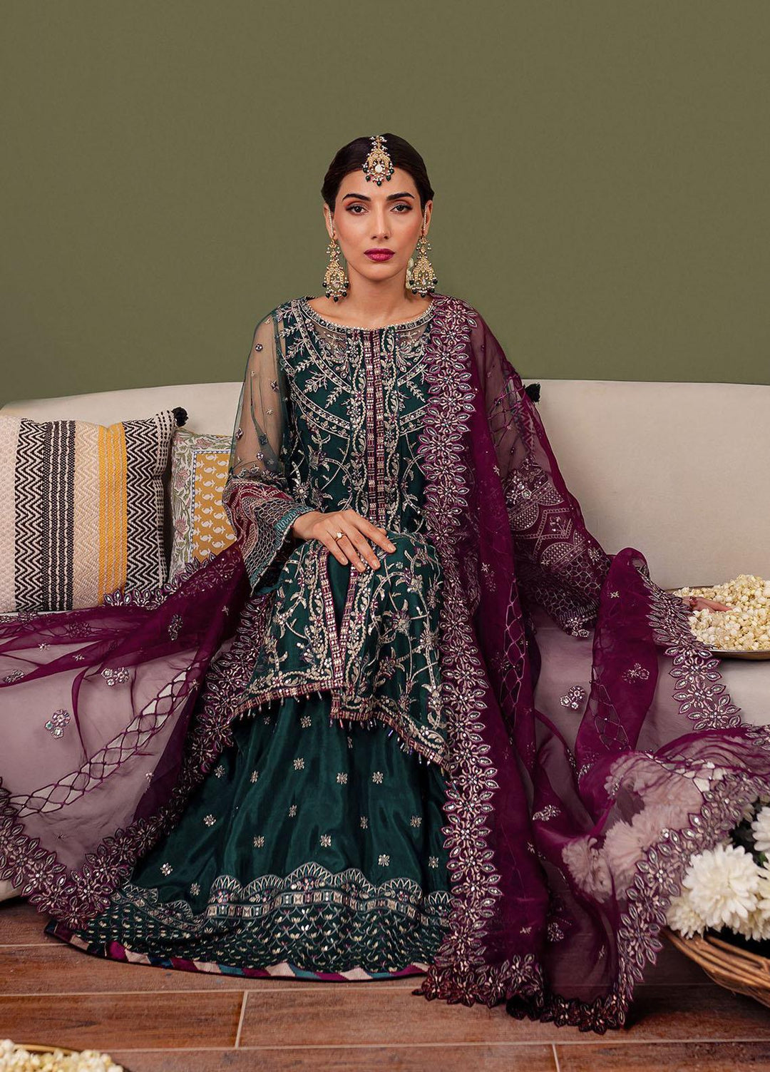 Tabeer By Farasha Embroidered Net Suits Unstitched 4 Piece FSH23TB D-04 Gia - Wedding Collection