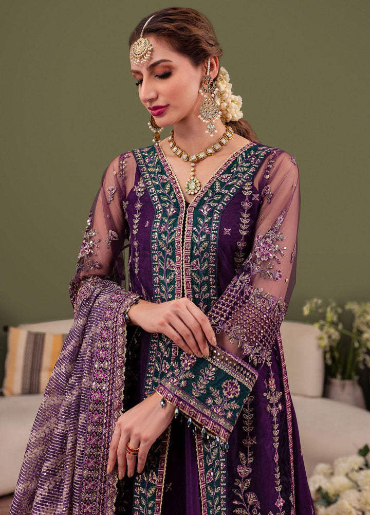 Tabeer By Farasha Embroidered Net Suits Unstitched 4 Piece FSH23TB D-05 Iris - Wedding Collection