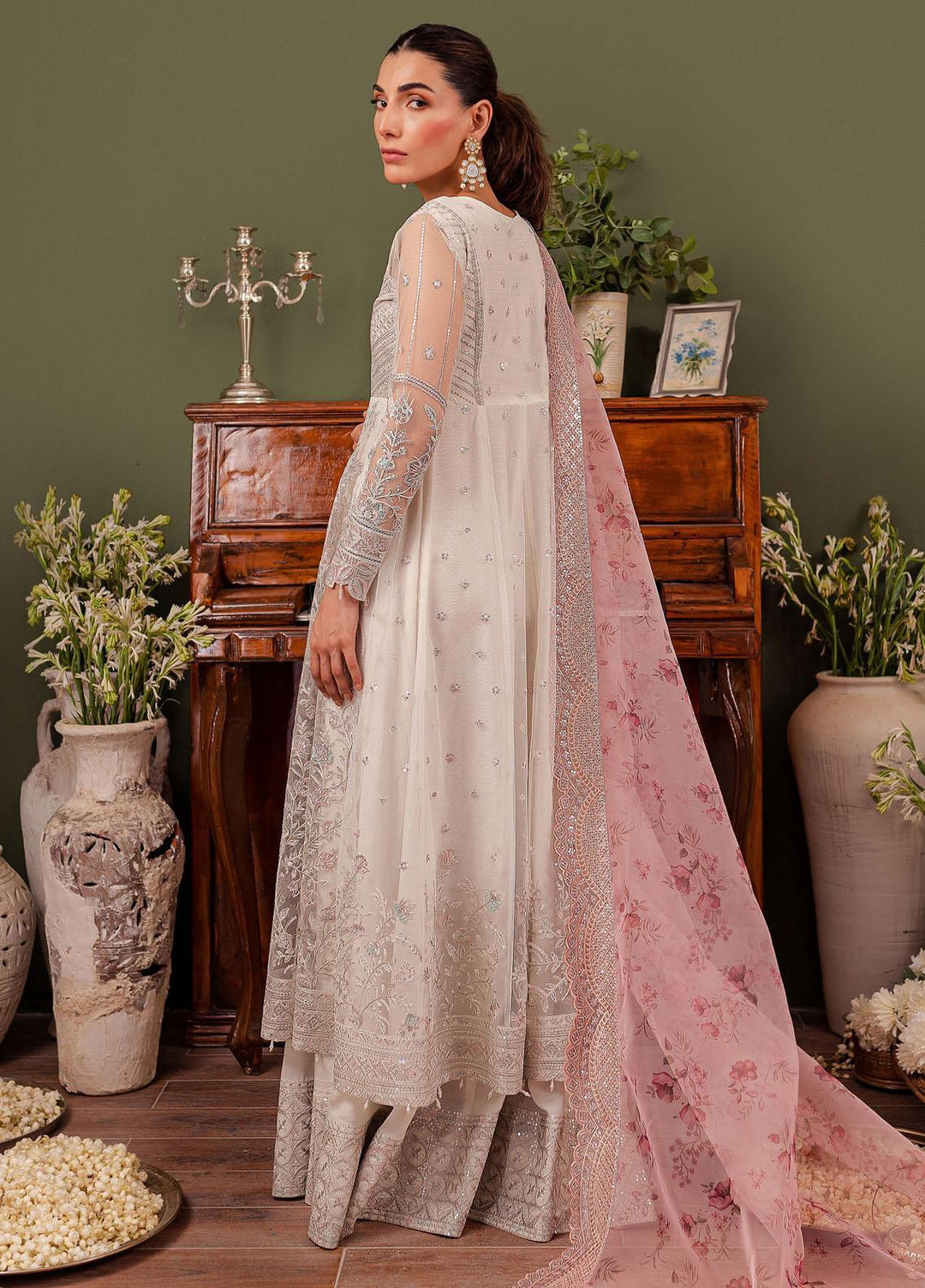 Tabeer By Farasha Embroidered Net Suits Unstitched 3 Piece FSH23TB D-06 Isabel - Wedding Collection