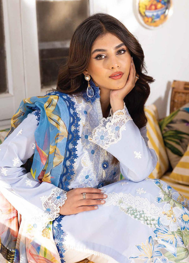 Tabeer By Roheenaz Embroidered Lawn Suits Unstitched 3 Piece RNZ23T RNZ23-04-A Neelam - Summer Collection