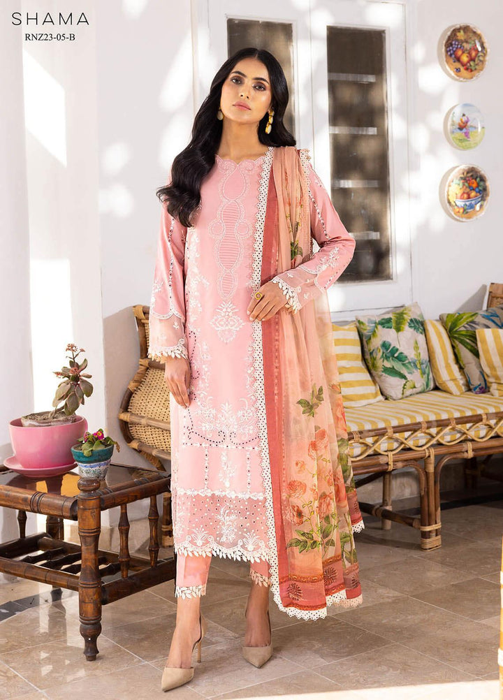 Tabeer By Roheenaz Embroidered Lawn Suits Unstitched 3 Piece RNZ23T RNZ23-05-B Shama - Summer Collection