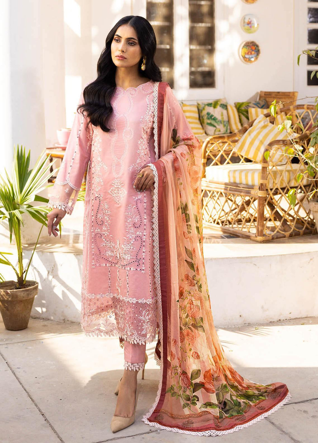Tabeer By Roheenaz Embroidered Lawn Suits Unstitched 3 Piece RNZ23T RNZ23-05-B Shama - Summer Collection