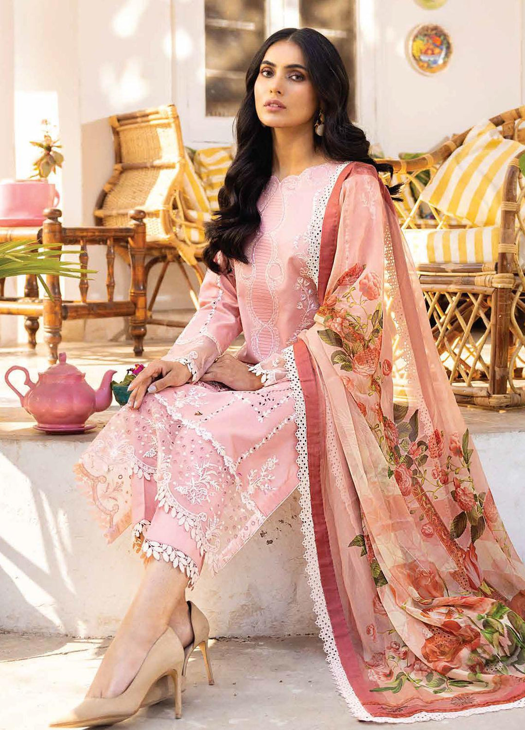 Tabeer By Roheenaz Embroidered Lawn Suits Unstitched 3 Piece RNZ23T RNZ23-05-B Shama - Summer Collection