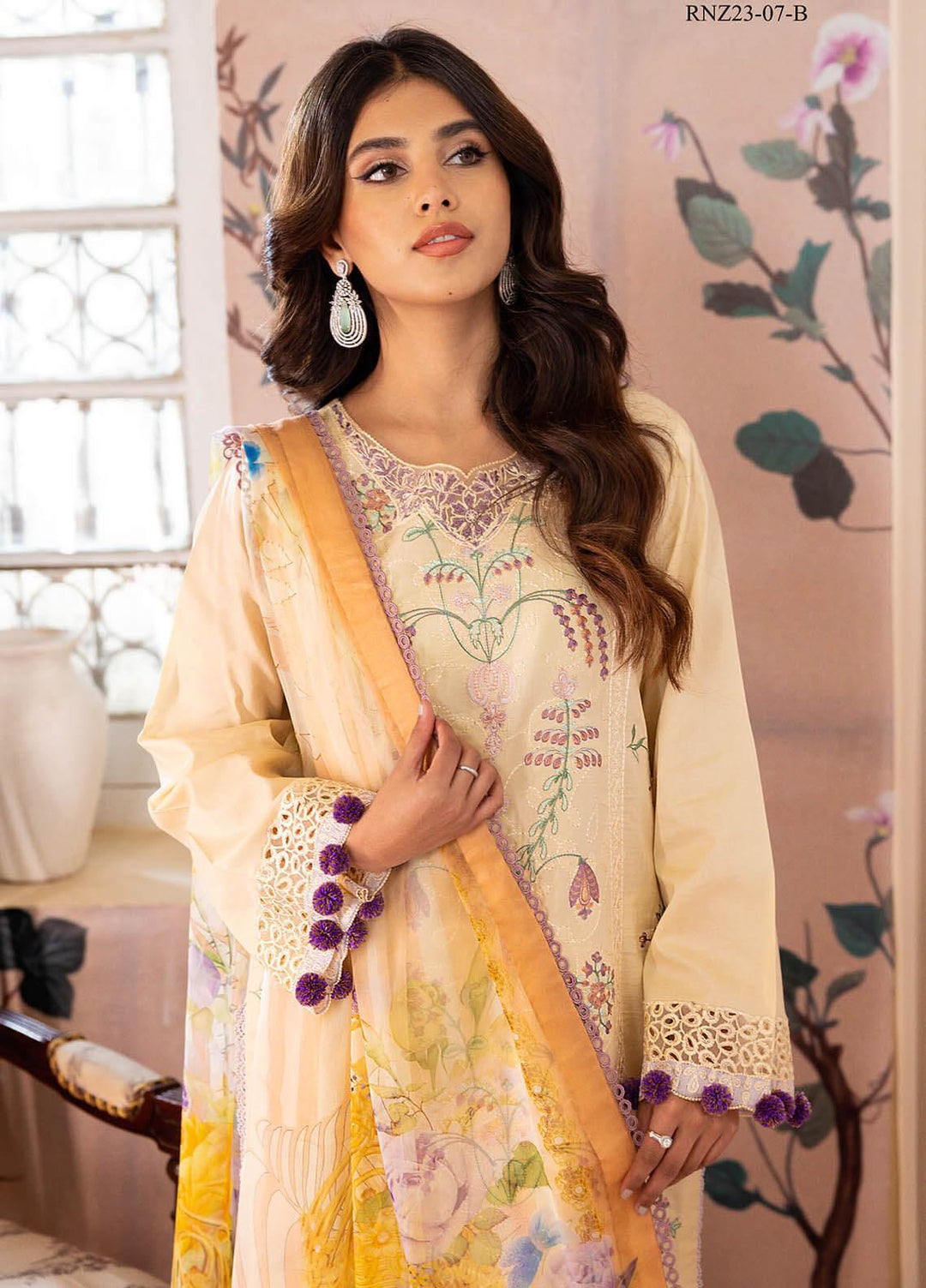 Tabeer By Roheenaz Embroidered Lawn Suits Unstitched 3 Piece RNZ23T RNZ23-07-B Shanza - Summer Collection