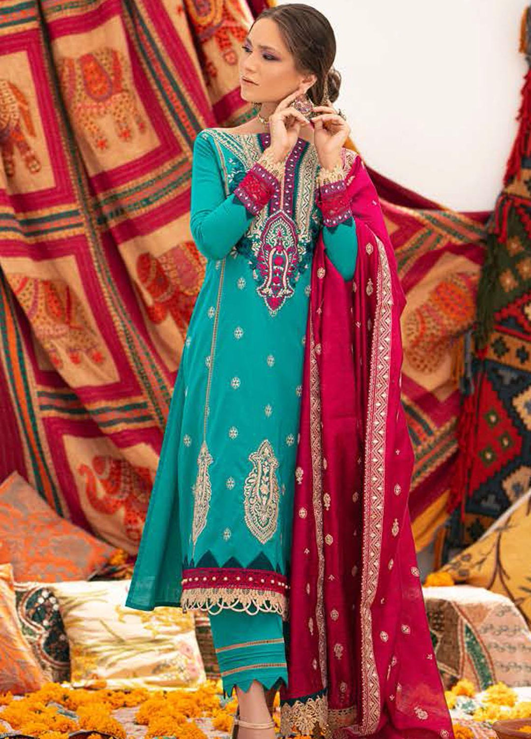 Tahra by Zainab Chottani Embroidered Lawn Suits Unstitched 3 Piece TZC21E 11 Shaheen - Festive Collection
