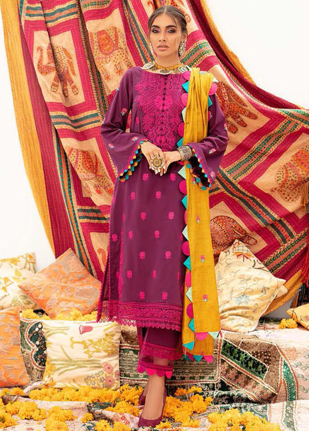 Tahra by Zainab Chottani Embroidered Lawn Suits Unstitched 3 Piece TZC21E 12 Elaheh - Festive Collection