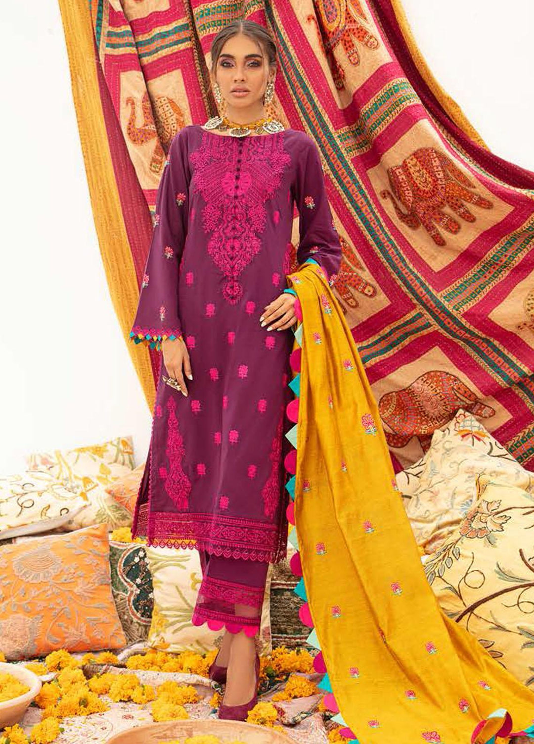 Tahra by Zainab Chottani Embroidered Lawn Suits Unstitched 3 Piece TZC21E 12 Elaheh - Festive Collection