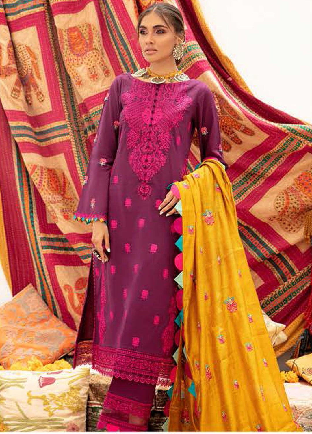 Tahra by Zainab Chottani Embroidered Lawn Suits Unstitched 3 Piece TZC21E 12 Elaheh - Festive Collection