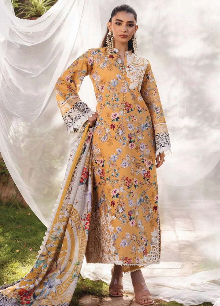 Tahra by Zainab Chottani Embroidered Lawn Suit Unstitched 3 Piece ZC24T 2A Beeha - Summer Collection