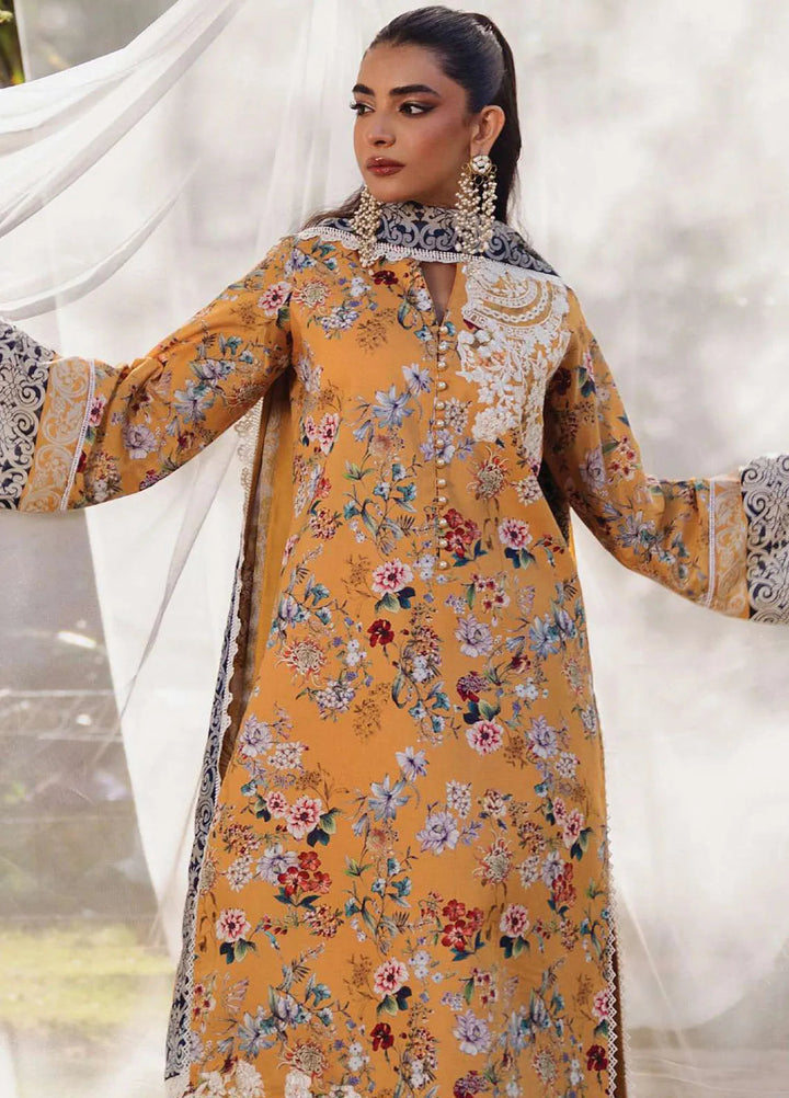 Tahra by Zainab Chottani Embroidered Lawn Suit Unstitched 3 Piece ZC24T 2A Beeha - Summer Collection
