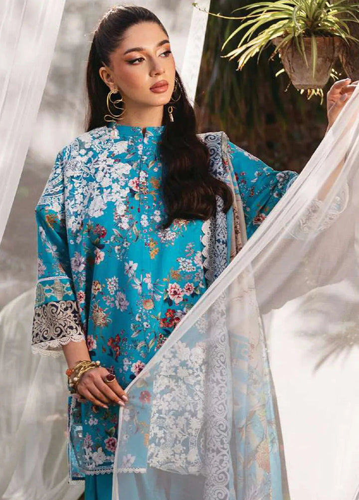 Tahra by Zainab Chottani Embroidered Lawn Suit Unstitched 3 Piece ZC24T 2B Beeha - Summer Collection