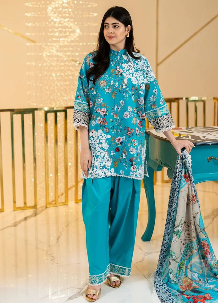 Tahra by Zainab Chottani Embroidered Lawn Suit Unstitched 3 Piece ZC24T 2B Beeha - Summer Collection