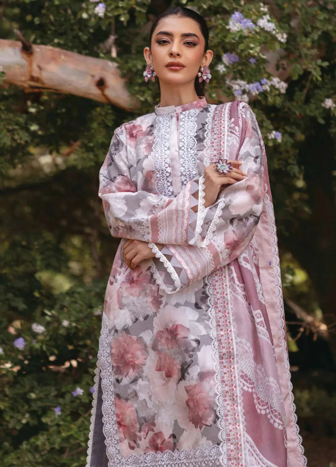 Tahra by Zainab Chottani Embroidered Lawn Suit Unstitched 3 Piece ZC24T 3A Zinnia - Summer Collection