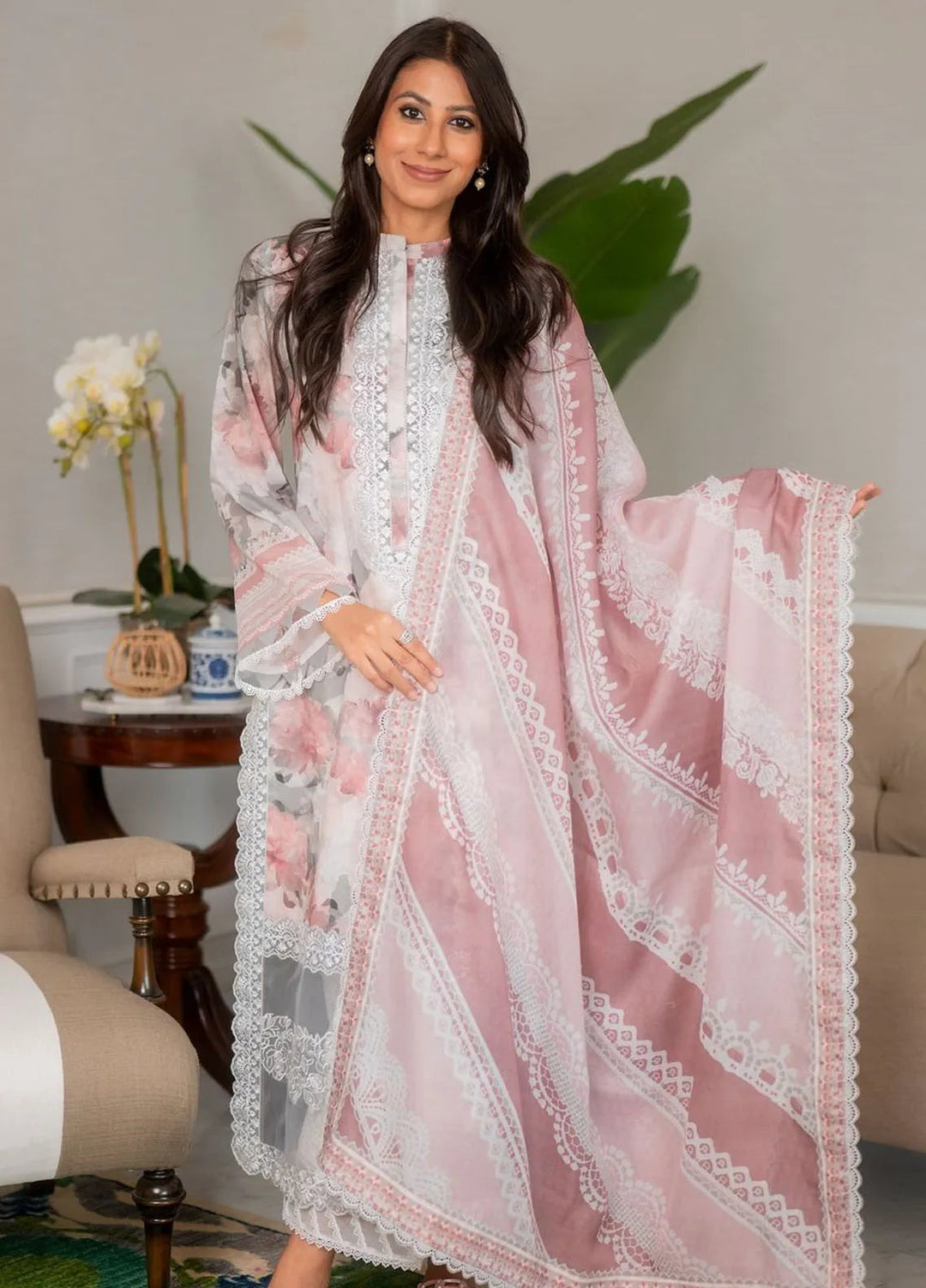 Tahra by Zainab Chottani Embroidered Lawn Suit Unstitched 3 Piece ZC24T 3A Zinnia - Summer Collection