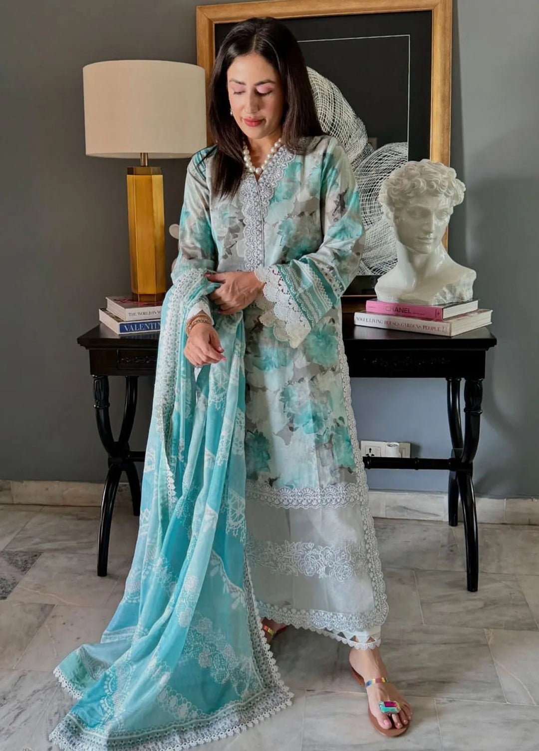 Tahra by Zainab Chottani Embroidered Lawn Suit Unstitched 3 Piece ZC24T 3B Zinnia - Summer Collection